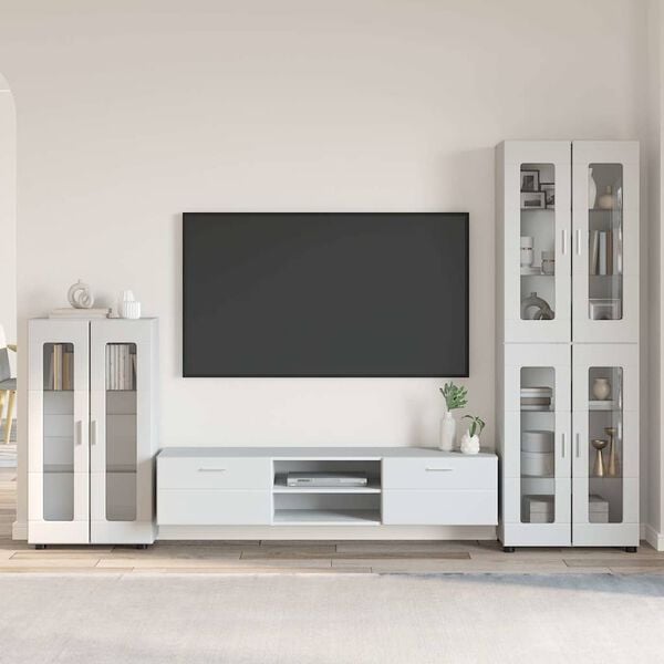 vidaXL TV Cabinet Set with Drawer with Shelf White Engineered Wood