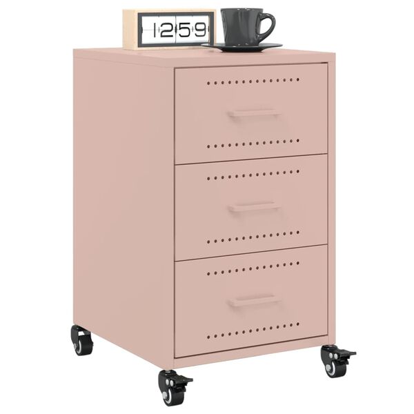 vidaXL Bedside Cabinet Pink 36x39x59 cm Steel