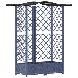 vidaXL Raised Bed with Trellis and Roof Grey 124 x 40 x 123 cm PP
