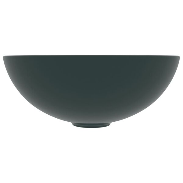 vidaXL Bathroom Sink Ceramic Dark Green Round