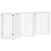 vidaXL Dog Gate with Door Foldable 9 Panels White 450 cm Poplar Wood