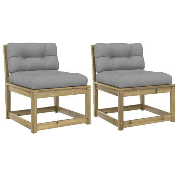 vidaXL Garden Sofas with Cushions 2pcs Impregnated Wood Pine