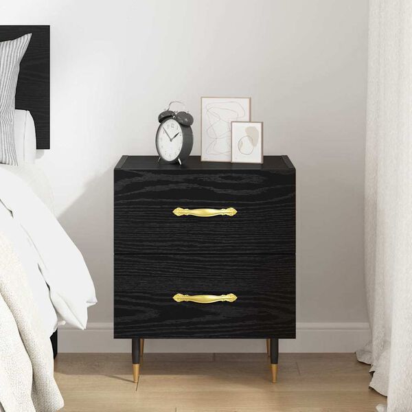 vidaXL Bedside Cabinet Black Oak 40 x 35 x 47.5 cm Engineered Wood