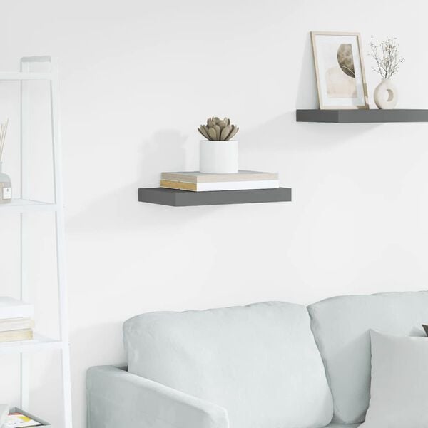 vidaXL Floating Wall Shelf High Gloss Grey 40x23x3.8 cm MDF