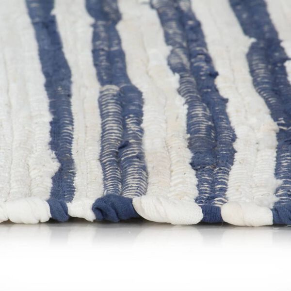 vidaXL Hand-woven Chindi Rug Cotton 200x290 cm Blue and White