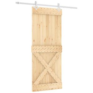vidaXL Sliding Door Natural and White 85 x 210 cm Solid Pine Wood