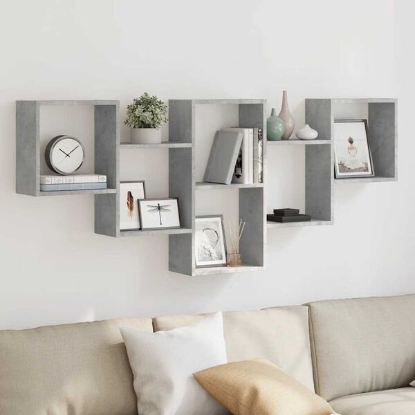 vidaXL Wall Shelf Concrete Grey 159x18x66 cm Engineered Wood