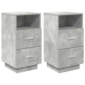 vidaXL Bedside Cabinets 2 pcs with 2 Drawers Concrete Grey 36x36x68 cm