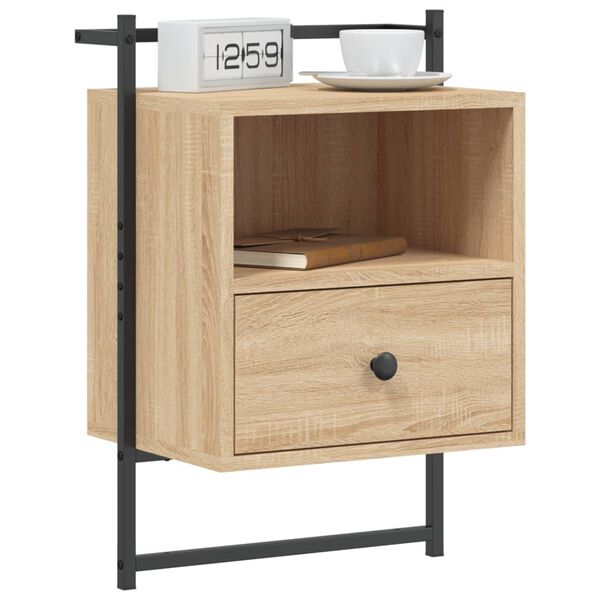 vidaXL Bedside Cabinets Wall-mounted 2 pcs Sonoma Oak 40x30x61 cm Engineered Wood