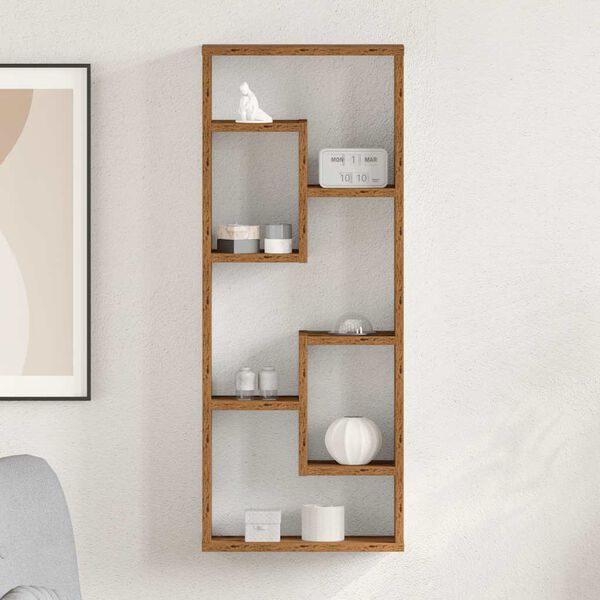 vidaXL Wall Shelf Old Wood 36x16x90 cm Engineered Wood