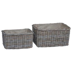 vidaXL Firewood Basket 2 pcs Grey Lacak Rattan