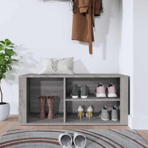 vidaXL Shoe Cabinet Grey Sonoma 100x35x45 cm Engineered Wood
