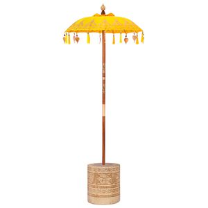 vidaXL Balinese Parasol with Base Yellow 95 x 95 x 260 cm