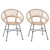 vidaXL Dining Chair 2 pcs Natural 49 x 51 x 81 cm Rattan and Iron