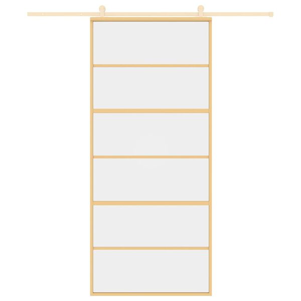 vidaXL Sliding Door Gold 90x205 cm Clear ESG Glass and Aluminium