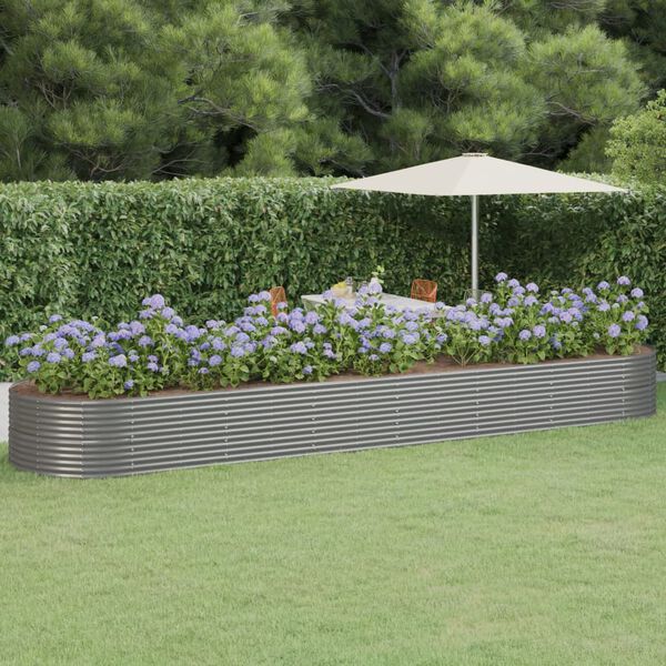 vidaXL Garden Raised Bed Powder-coated Steel 584x140x68 cm Grey