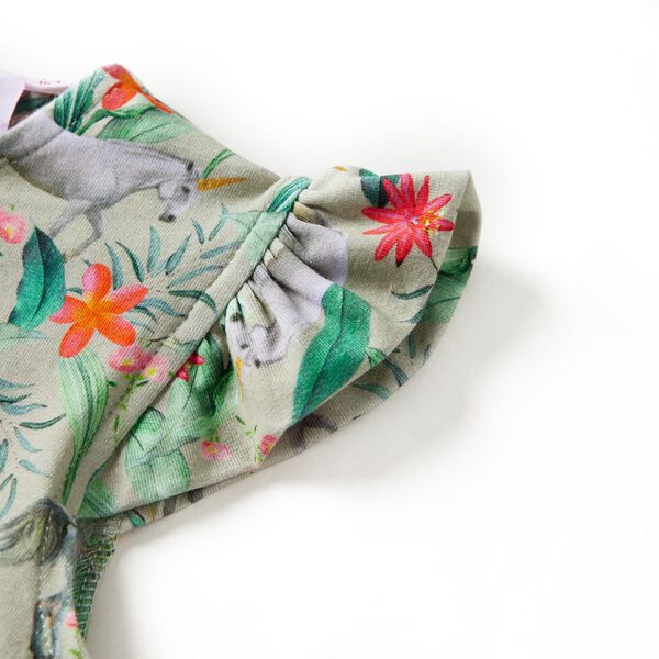 Kids' Dress with Flying Sleeves Light Khaki 116