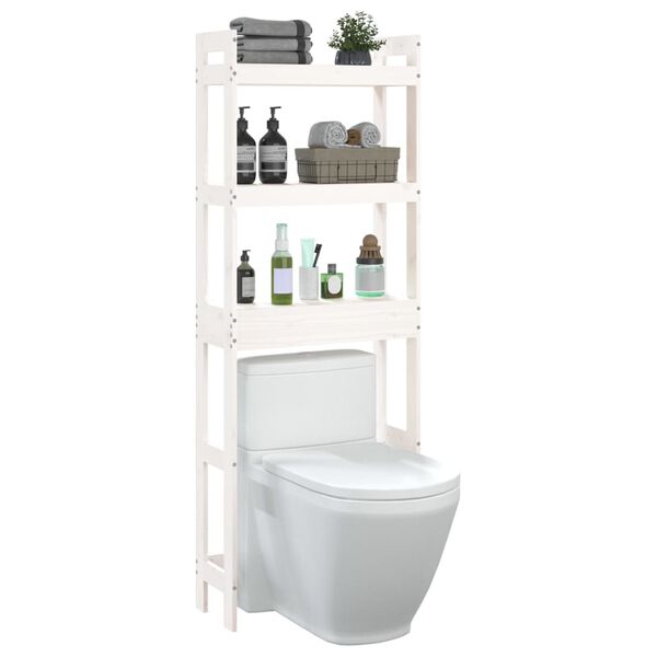 vidaXL Toilet Rack White 63x26x171 cm Solid Wood Pine