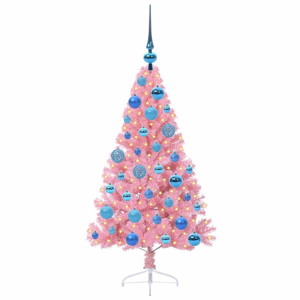 vidaXL Artificial Pre-lit Christmas Tree with 150 LEDs Pink 120 cm PVC