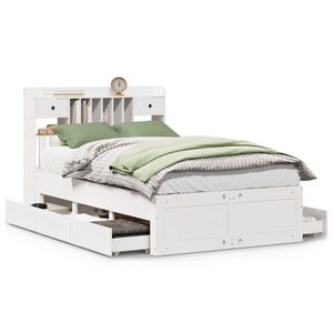 vidaXL Bookcase Bed without Mattress White 135x190 cm Double Solid Wood Pine