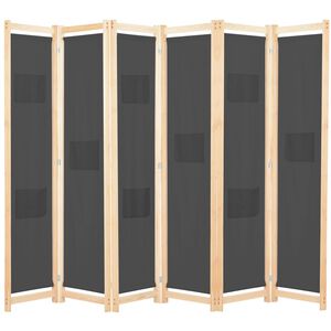 vidaXL 6-Panel Room Divider Grey 240x170x4 cm Fabric