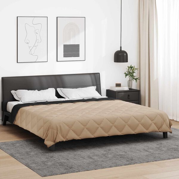 vidaXL Summer Duvet Black and Taupe 220 x 260 cm Microfiber
