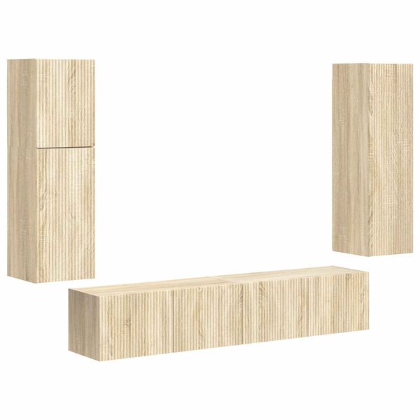 vidaXL TV Cabinet Set Wall-mounted 4 pcs Sonoma Oak Engineered Wood
