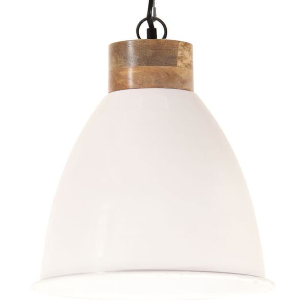 vidaXL Industrial Hanging Lamp White Iron & Solid Wood 35 cm E27