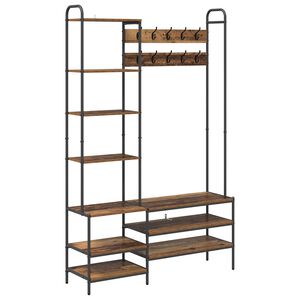 vidaXL Coat Stand with Shoes Bench Old Wood 120.5 x 34 x 190 cm