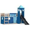 vidaXL Bunk Bed without Mattress with Slide and Curtains Blue 80x200cm