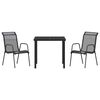 vidaXL Garden Dining Set 3 pcs Black Textilene and steel