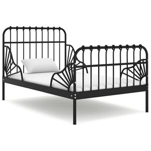 vidaXL Extendable Bed Frame without Mattress Black Metal 80x130/200 cm