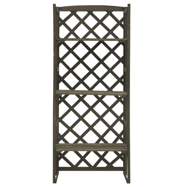 vidaXL Garden Trellis Planter with Shelves Grey 60x30x140 cm Solid Firwood