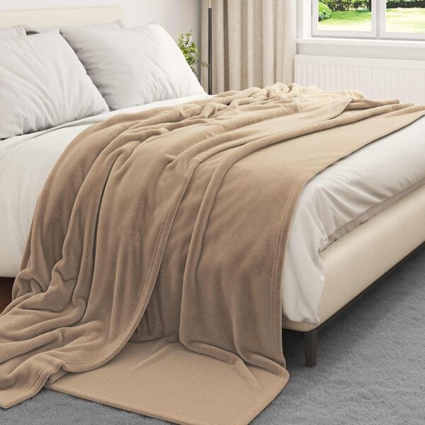 vidaXL Throw Blanket Camel 240 x 270 cm Fleece