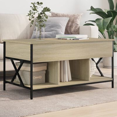 vidaXL Coffee Table Sonoma Oak 100x55x50 cm Engineered Wood and Metal