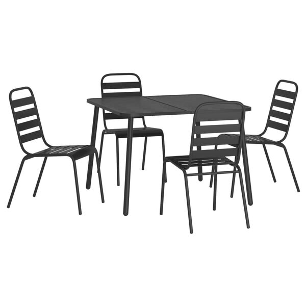 vidaXL 5 Piece Garden Dining Set Anthracite Steel