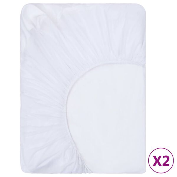 vidaXL Fitted Sheets Waterproof 2 pcs Cotton 70x140 cm White