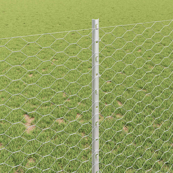 vidaXL Fence with Post Silver 1 x 25 m Steel