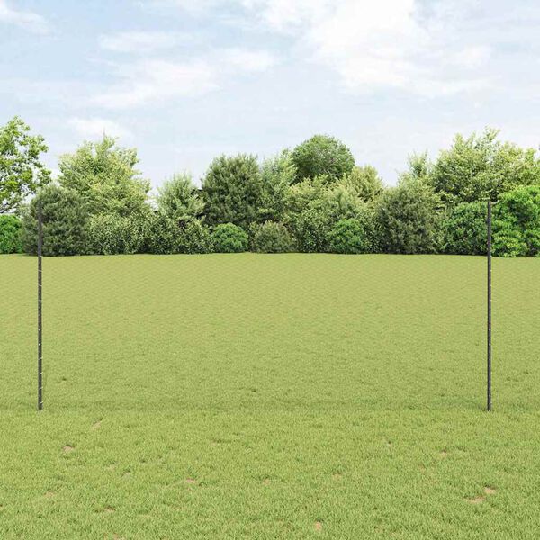 vidaXL Fence with Post Grey 1.4 x 25 m Steel