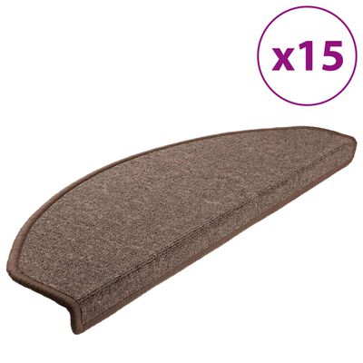 vidaXL Carpet Stair Treads 15 pcs Coffee Brown 65x24x4 cm