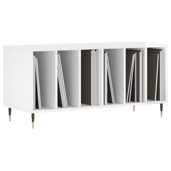 vidaXL Record Cabinet High Gloss White 100x38x48 cm Engineered Wood