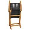 vidaXL Garden Chairs 2 pcs Black Solid Wood Acacia and Poly Rattan