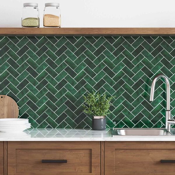 vidaXL Herringbone Tile 50 pcs Dark Green 30 x 30 cm