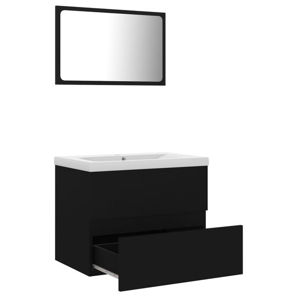 vidaXL Bathroom Furniture Set Black Engineered Wood