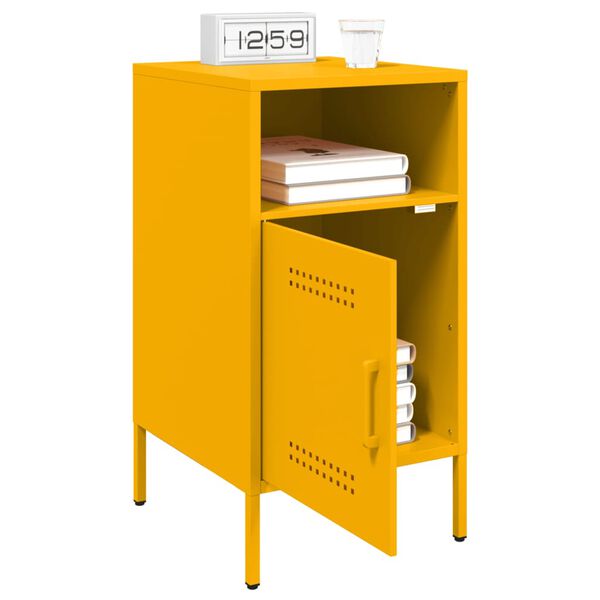 vidaXL Bedside Cabinets 2 pcs Mustard Yellow 36x39x68 cm Steel