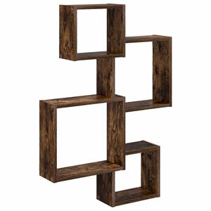 vidaXL Wall Cube Shelves Wall-Mounted Smoked Oak 64 x 13.5 x 91.5 cm
