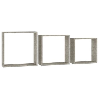 vidaXL Wall Cube Shelves 3 pcs Concrete Grey