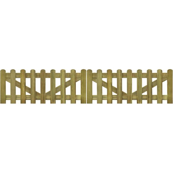vidaXL Picket Fence Gate 2 pcs Impregnated Wood 300x60 cm