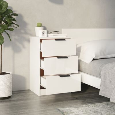 vidaXL Bedside Cabinet High Gloss White 40x36x65 cm