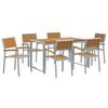 vidaXL Garden Dining Set 7 pcs Grey Solid Acacia Wood